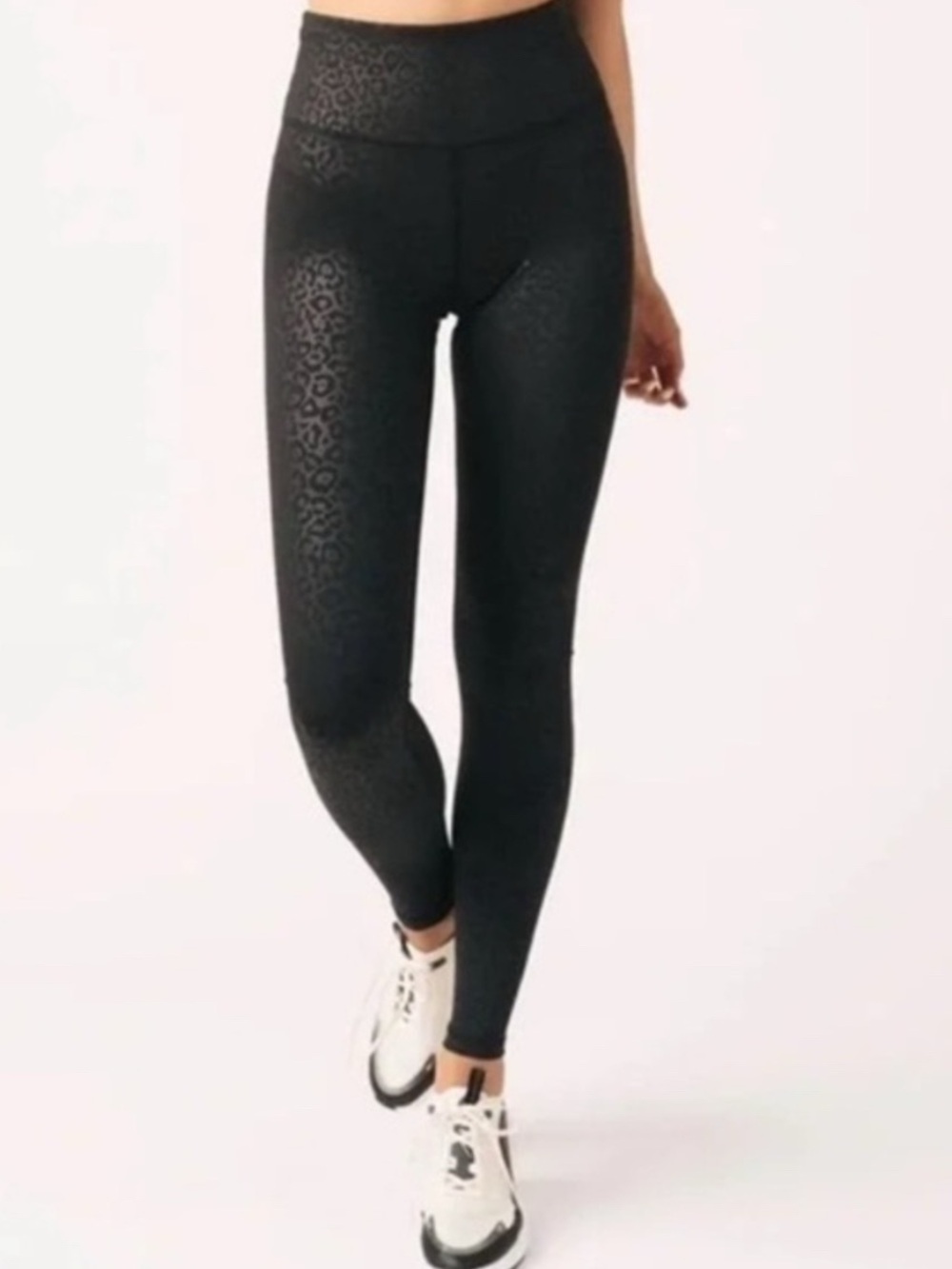 Zyia Black Subtle Leopard Print High-Waist Leggings Size 4